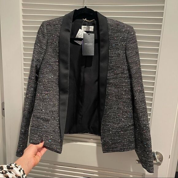 NWT Saint Laurent tweed blazer with sequins - Picture 1 of 9